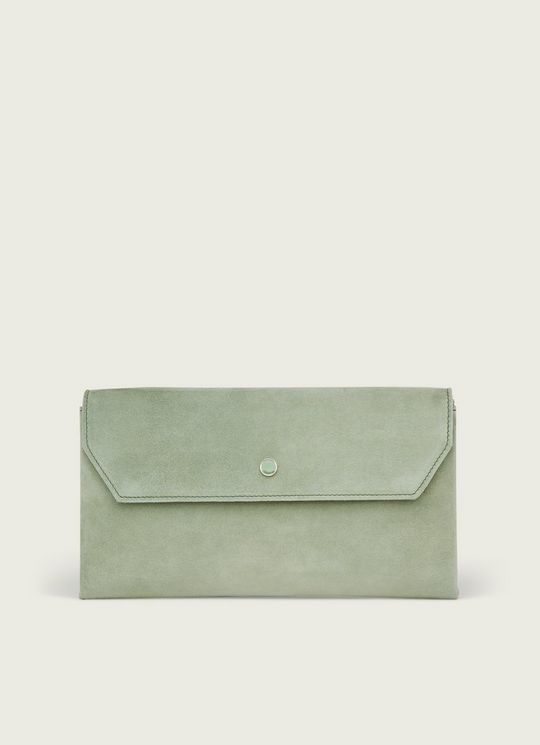 Dora Soft Green Suede Clutch