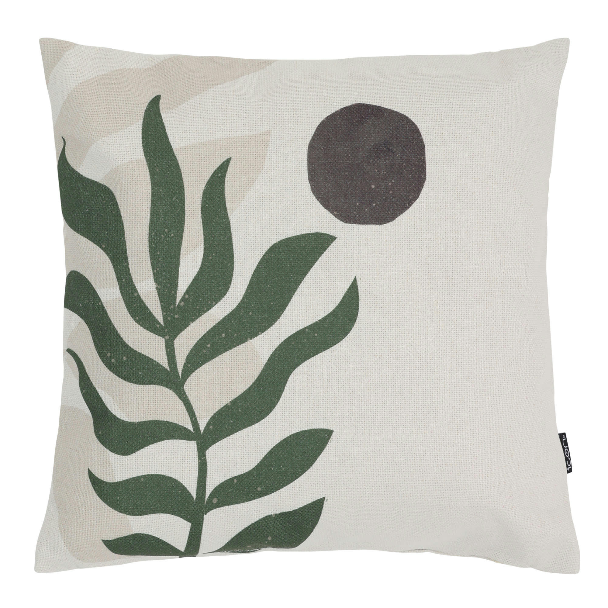 - Coussin à imprimé feuilles de noyer beige/vert