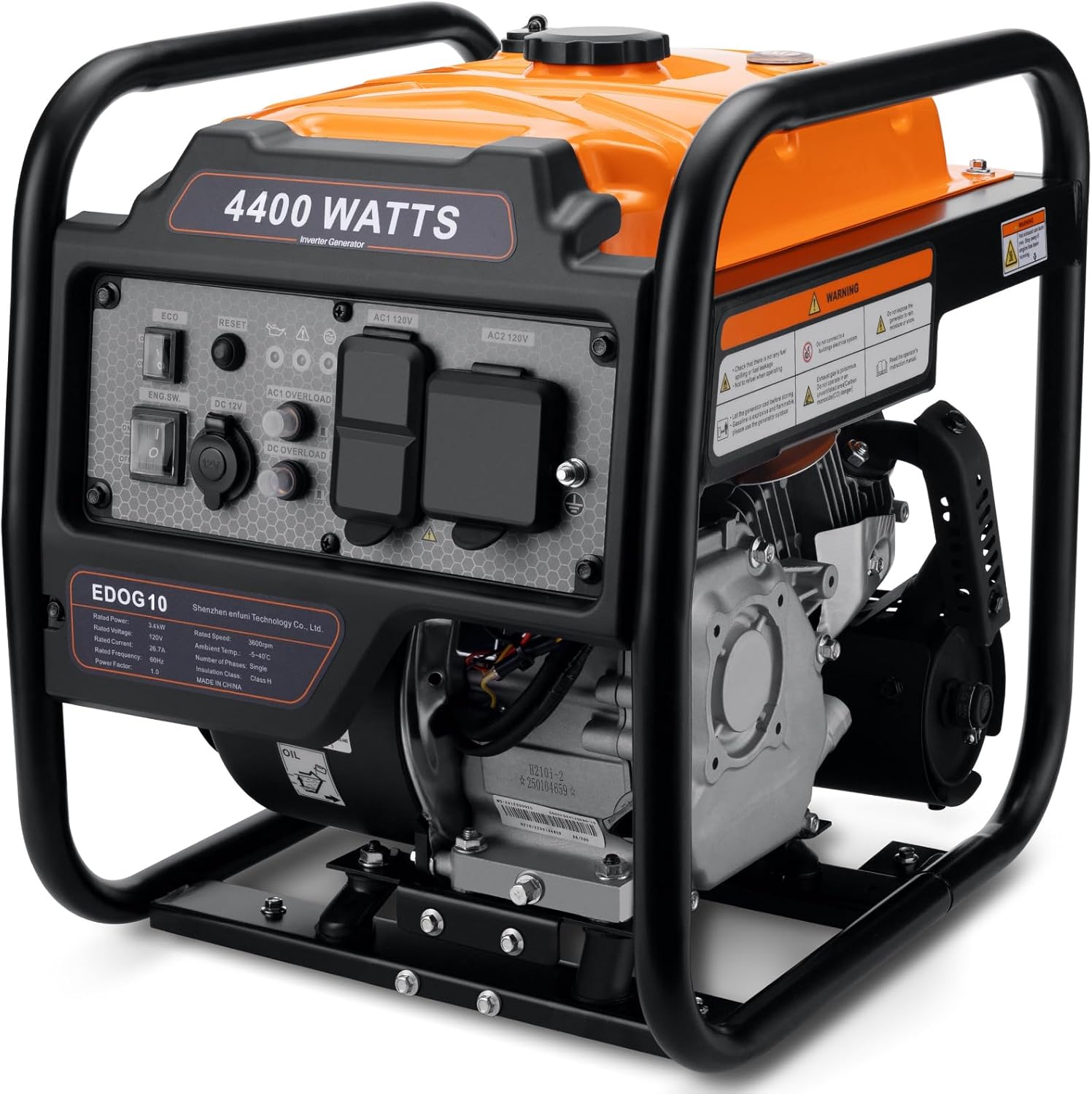 Power Equipment 4400 Watts Inverter Generator Gas Powered  Portable Open Frame Generator  Low Noise with ECO Mode  RV Ready  Emergency Home Backup