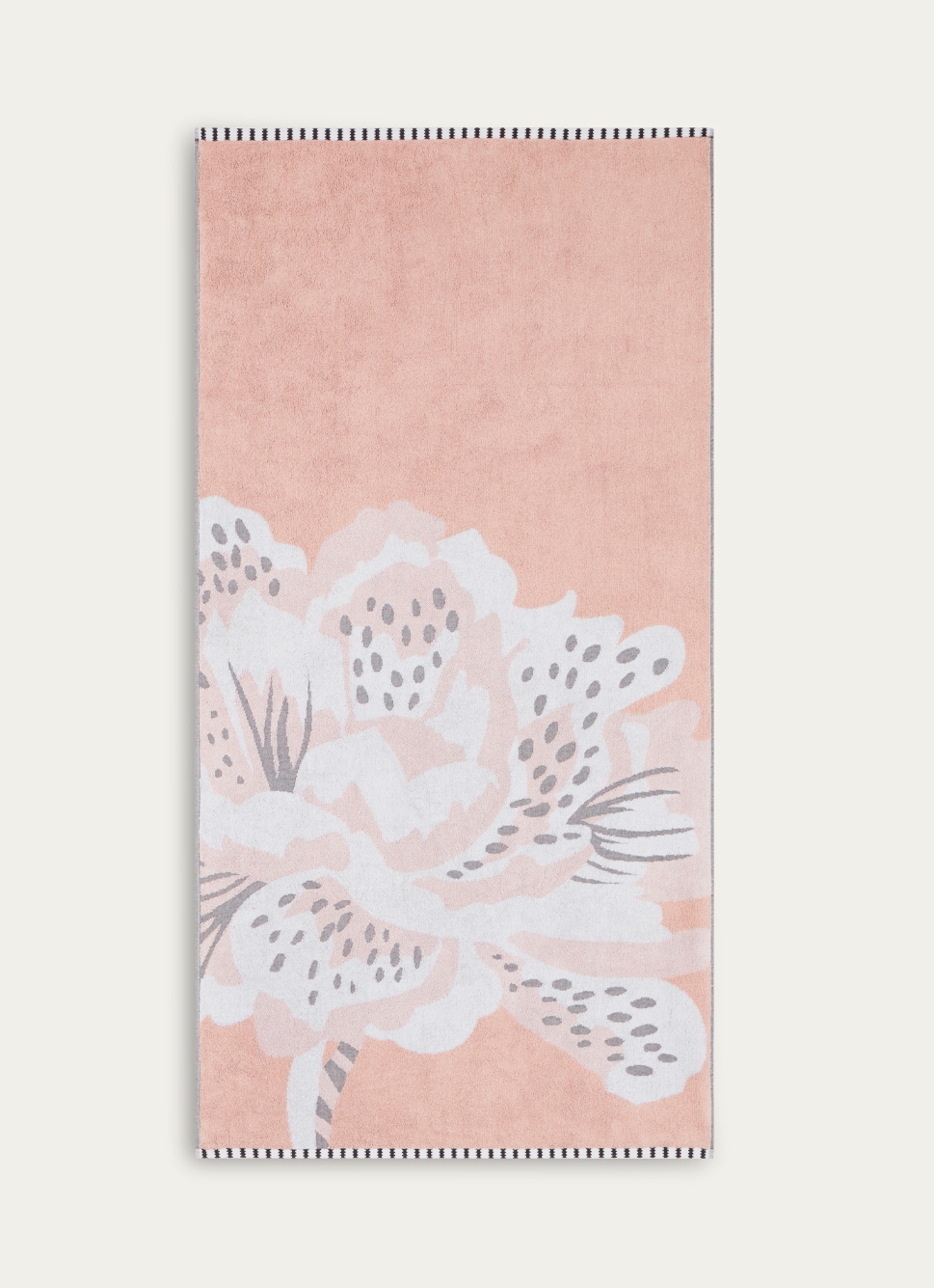 SERVIETTE DE TOILETTE JACQUARD MOTIF FLORAL ROSE