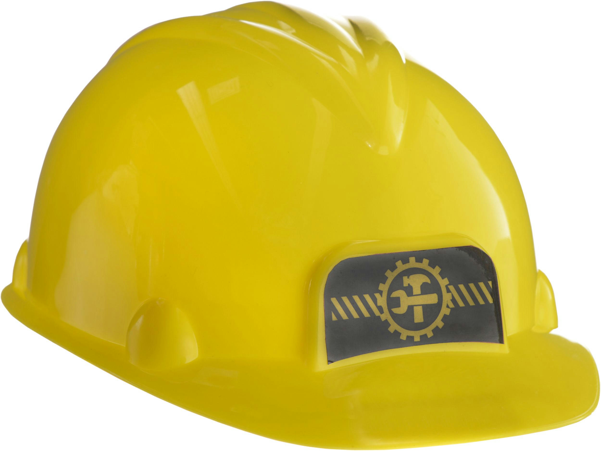 Construction Worker Tool Plastic Hard Hat, Yellow, One Size, Wearable Costume Accessory for Halloween