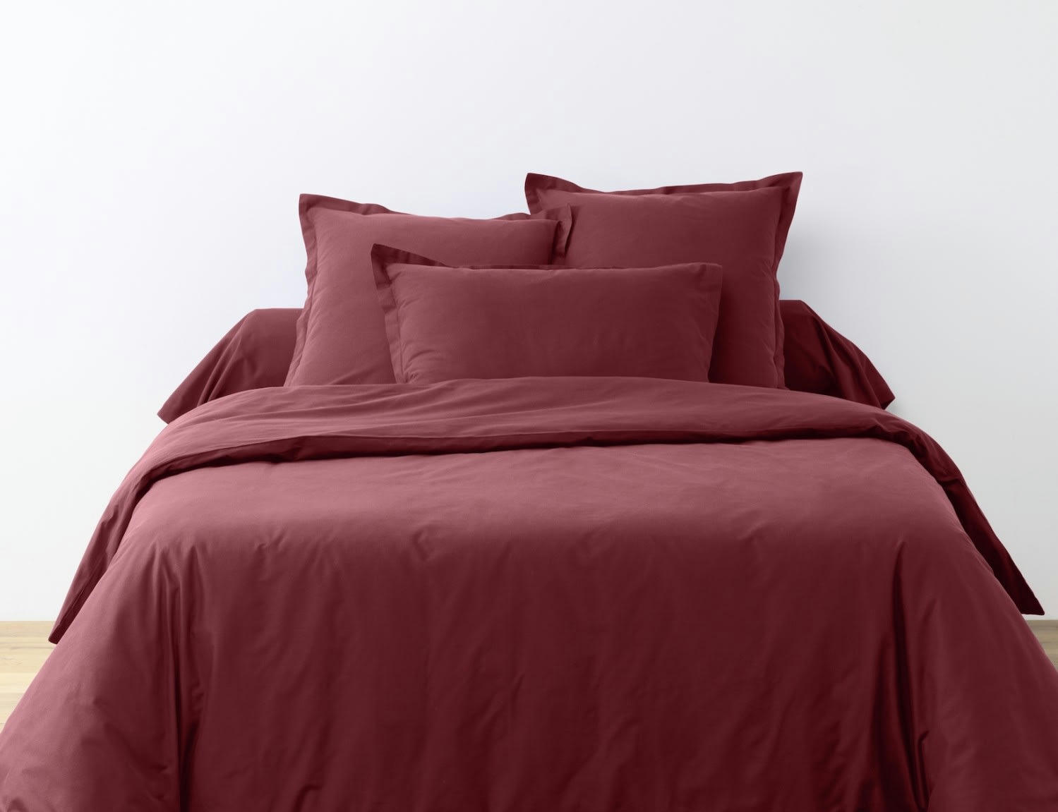 UNI BP - Parure housse de couette coton rouge 240x260 cm