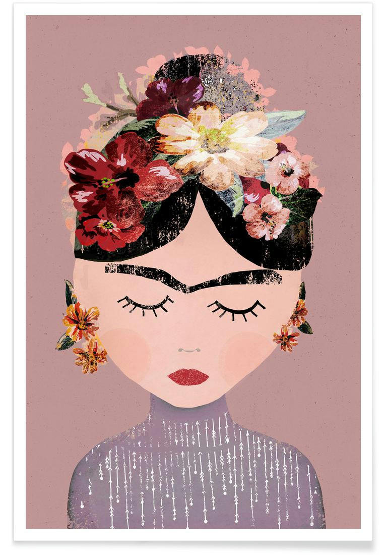 FRIDA PASTELL - Affiche rose & violet