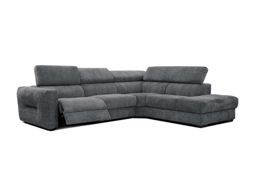 CALVERA Sofa narożna 5 osobowa prawa, 1 x Relax Zero Gravity, grafitowa