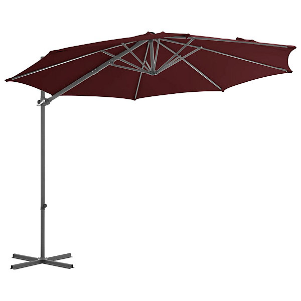 Parasol d'exterieur deporte avec mât en bordeaux Helloshop26