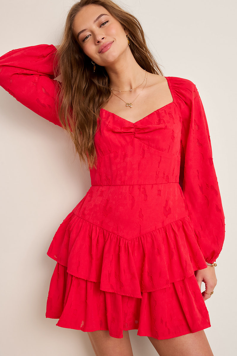 Sophie Tiered Jacquard Mini Dress