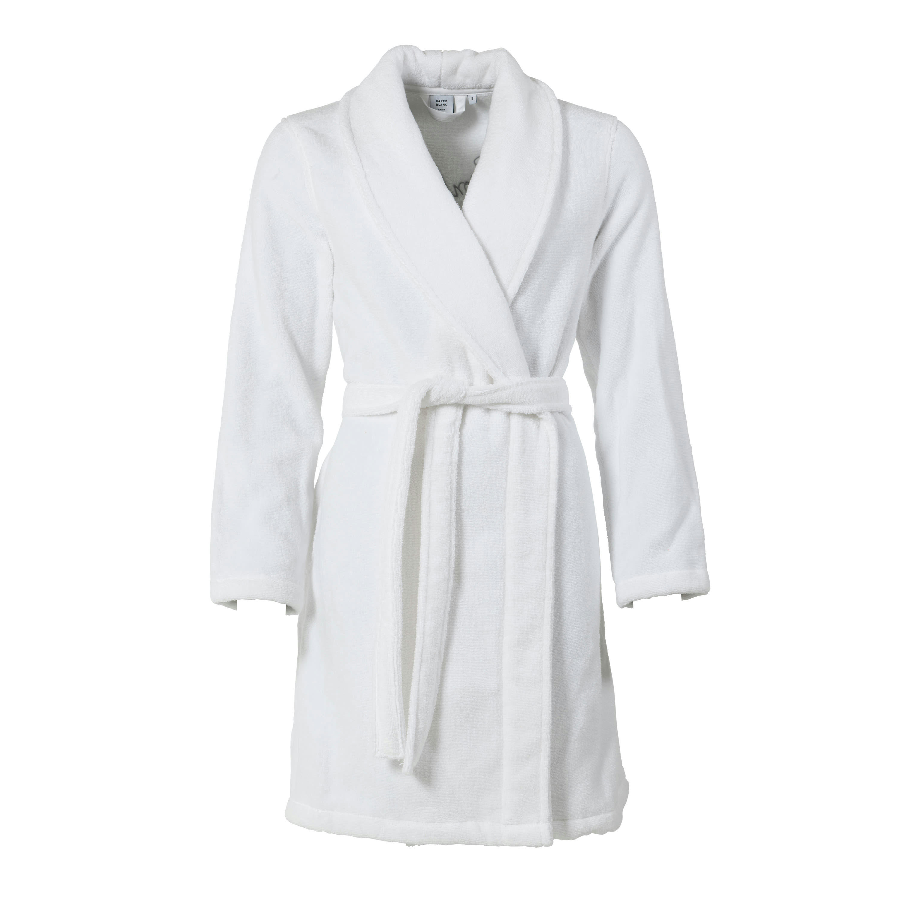 ELOGES - Peignoir femme bouclette de coton col châle blanc