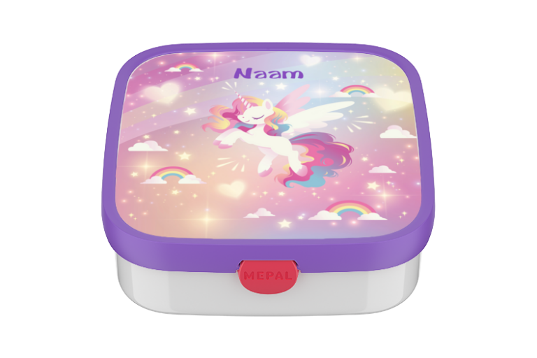 Ontwerp je eigen Lunchbox Campus groot - Unicorn Glow