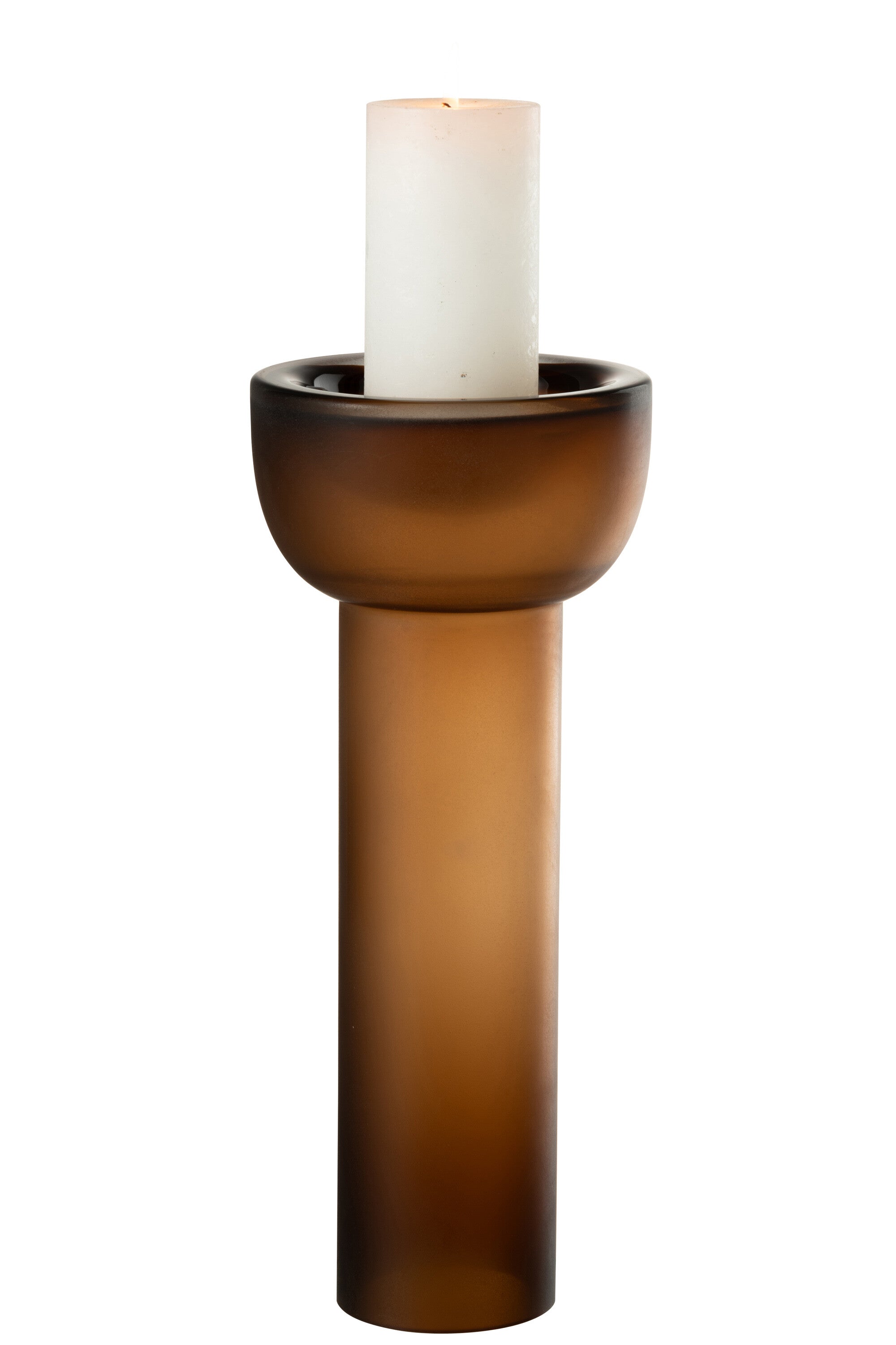 J-Line vaas kandelaar Yoko - glas - bruin - large - 38 cm ho
