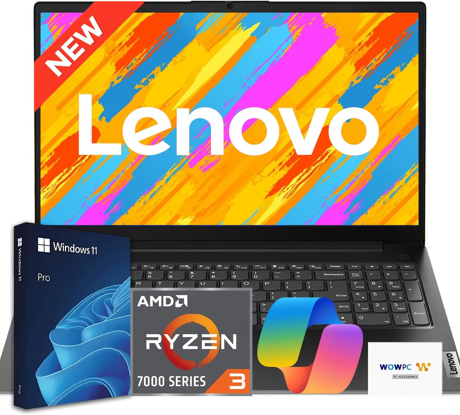 Lenovo V15 Business Laptop 2026 Edition  AMD Ryzen 3 7000-Series(Beat i7-1065G7)  15.6 FHD Display  16GB DDR5 RAM  256GB NVMe SSD  Wi-Fi 6  RJ-45  Dolby Audio  Windows 11 Pro  WOWPC USB  no Mouse