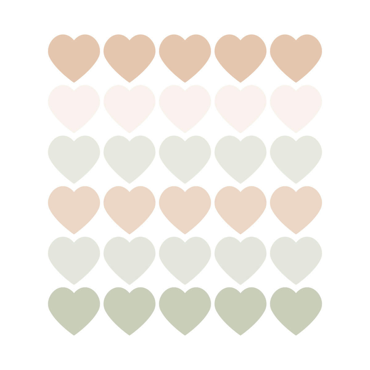 HEARTS1 - Stickers mureaux en vinyle coeurs vert et beige