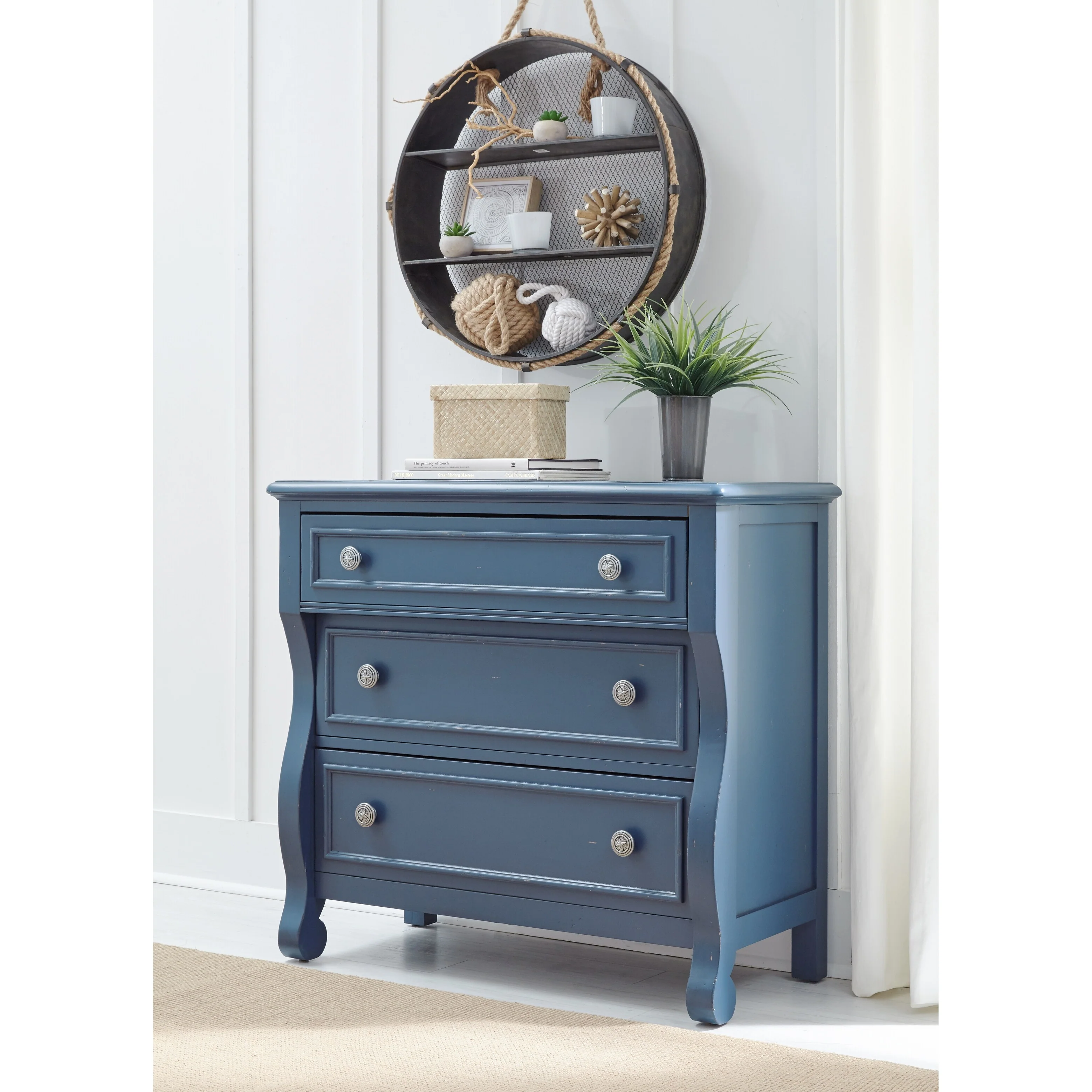 Lake House, Three Drawer Accent Chest, Denim Blue