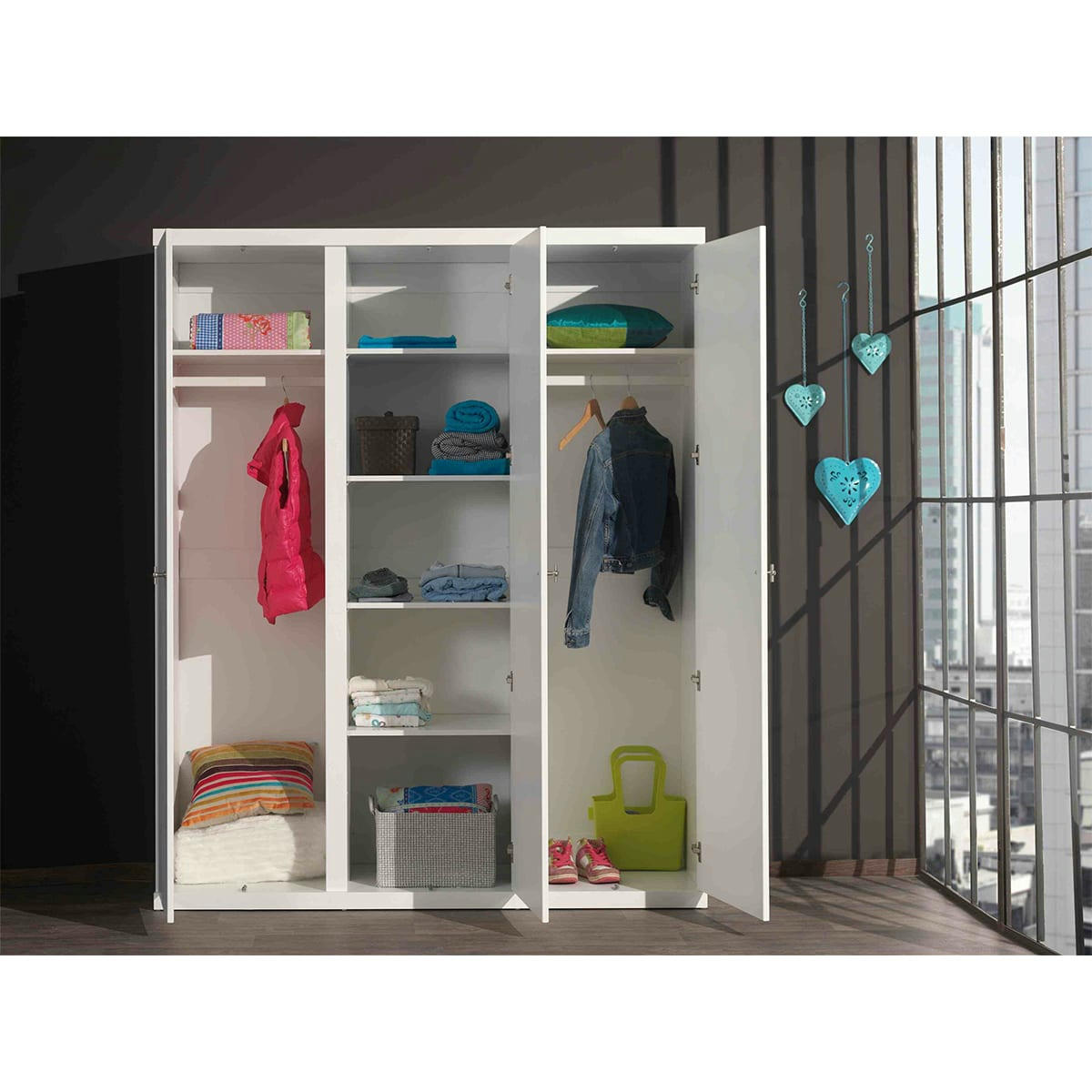 LARA - Armoire 3 portes blanc