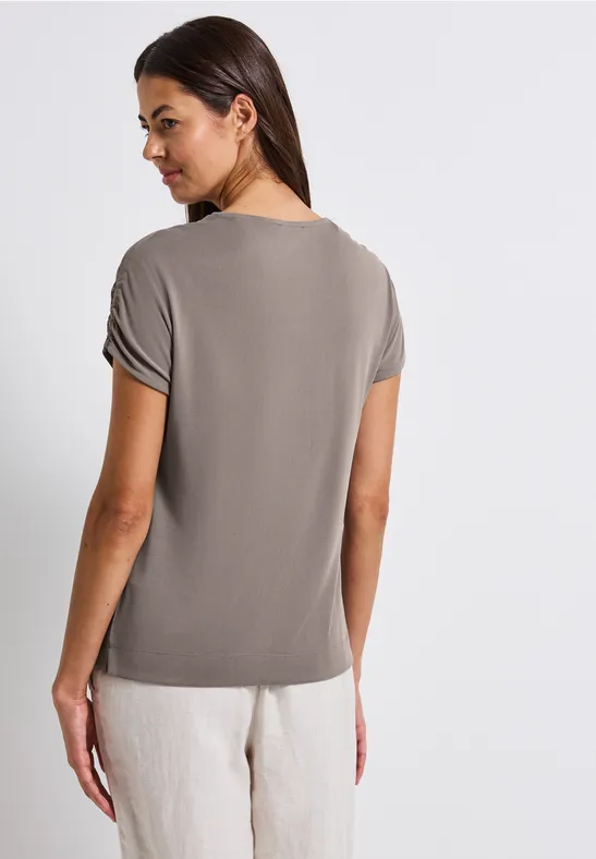 Silk-Look Shirt mit Raffung