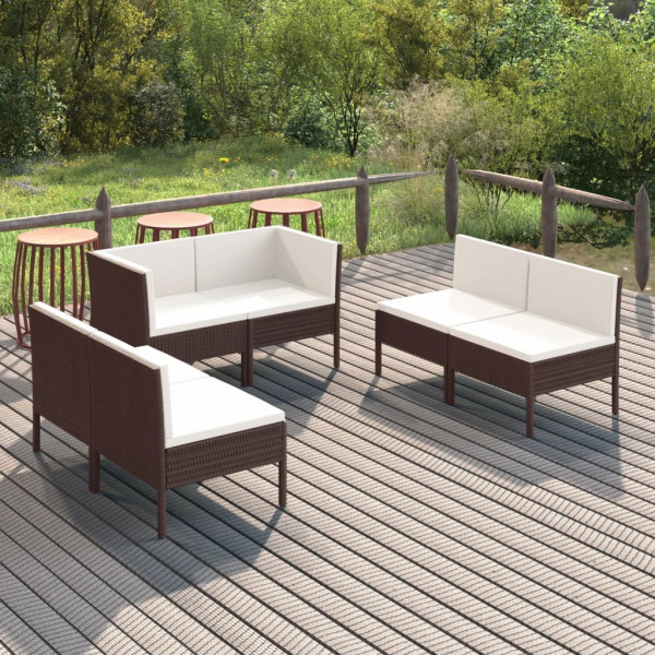 Zestaw wypoczynkowy do ogrodu Brąz Technorattan 4x sofa środkowa   2x