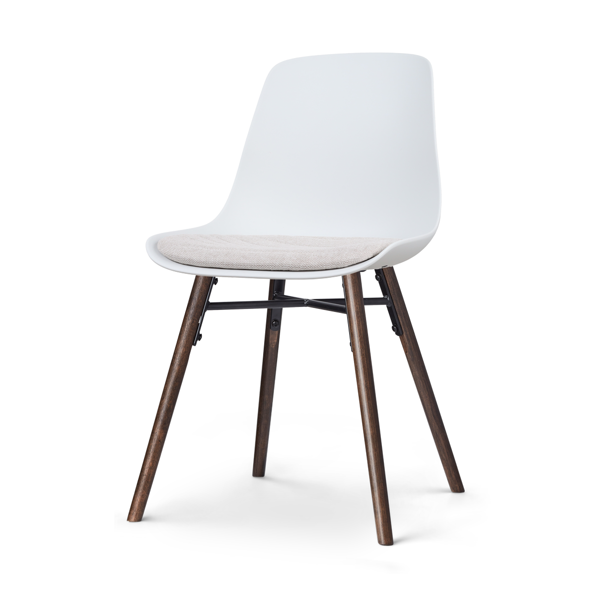 Nolon Nena-Liv Eetkamerstoel Wit - Beige Kussen - Walnoot