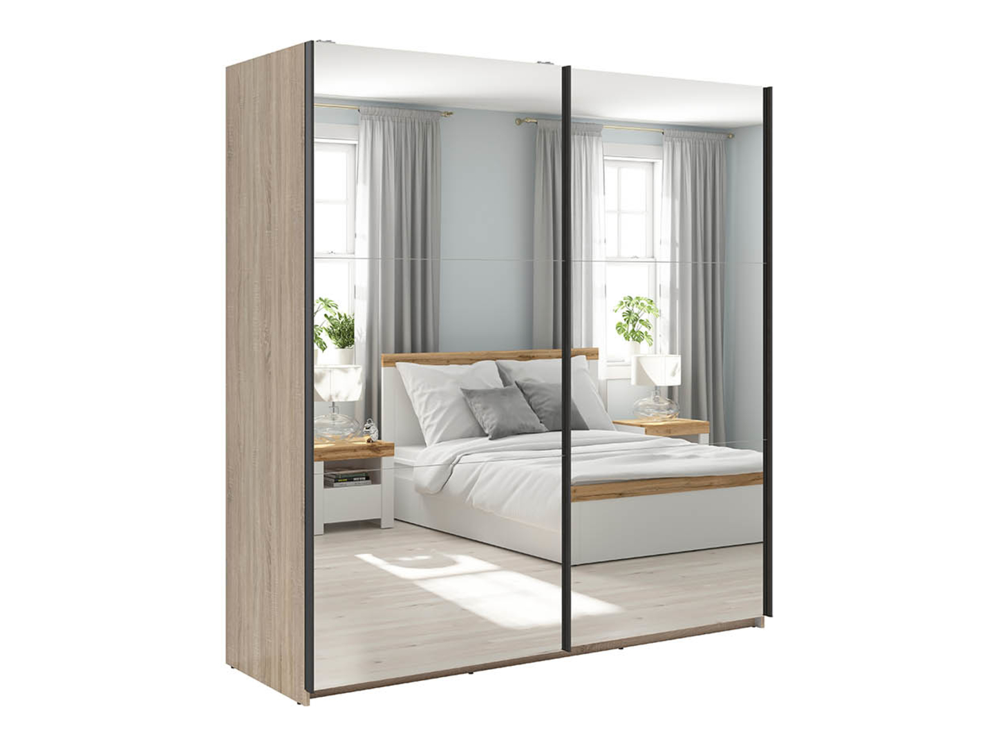 Szafa przesuwna Tetrix 183 cm z lustrem dąb sonoma