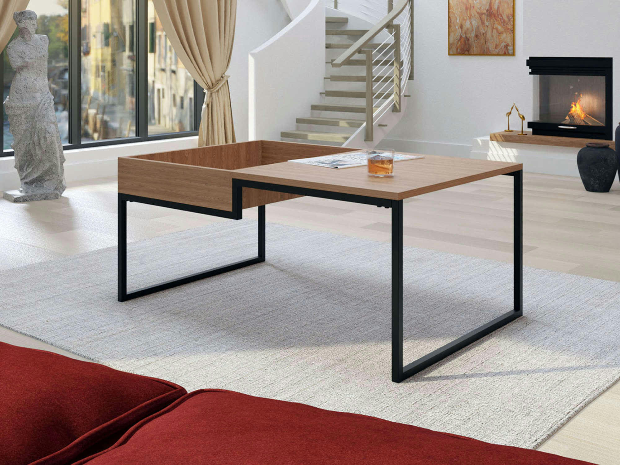 TIM - Table basse style industriel 105 cm bois