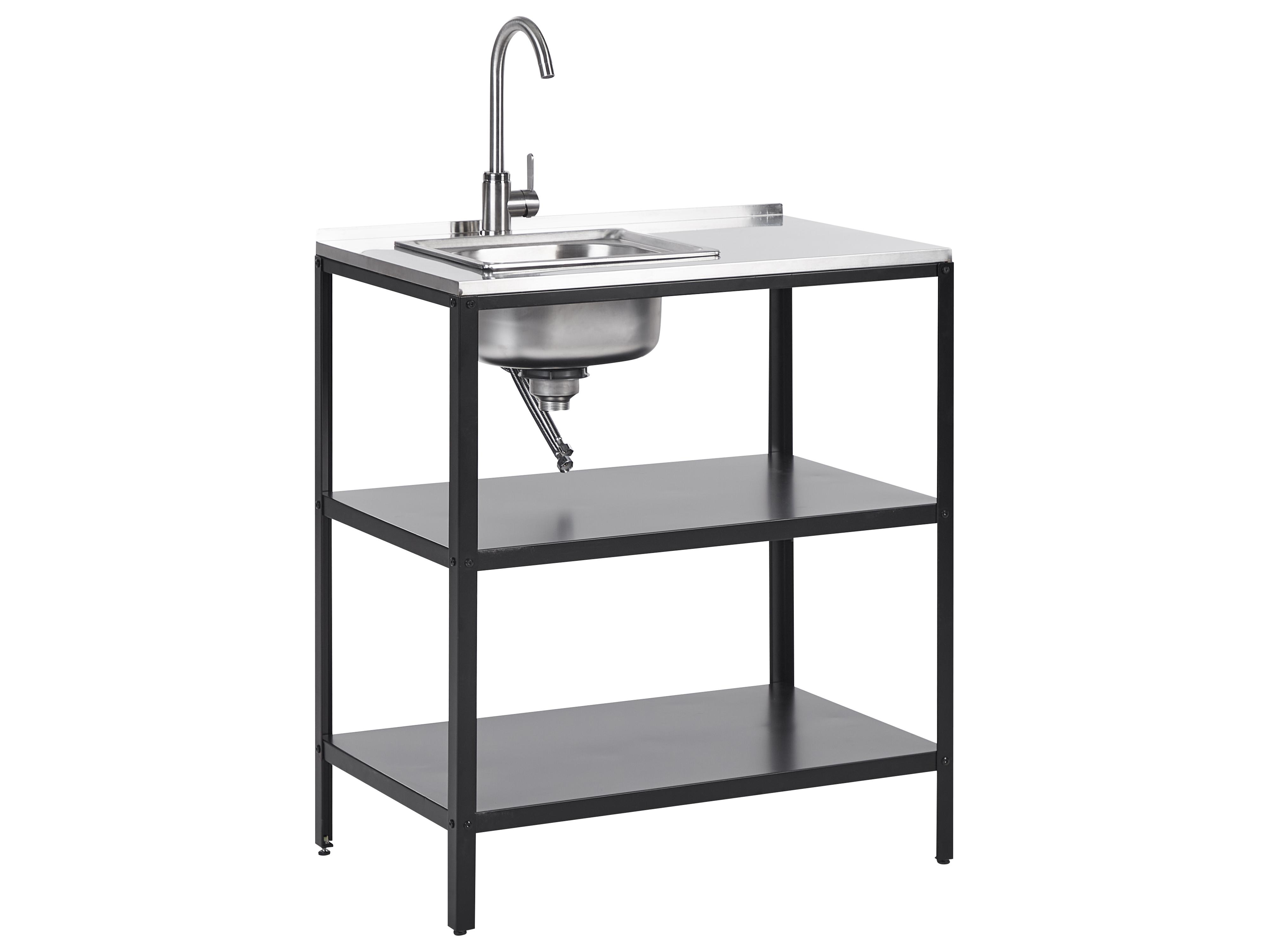 Outdoor Kitchen Island with Sink VILAMA Metal Black