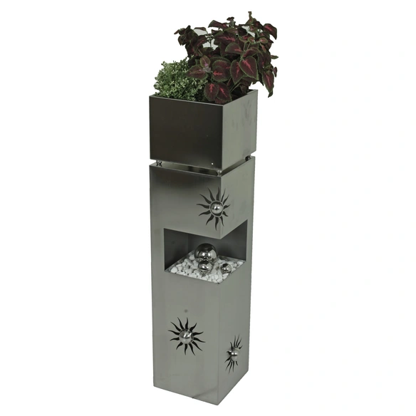Pflanzsäule »SONNE«, silberfarben, Edelstahl