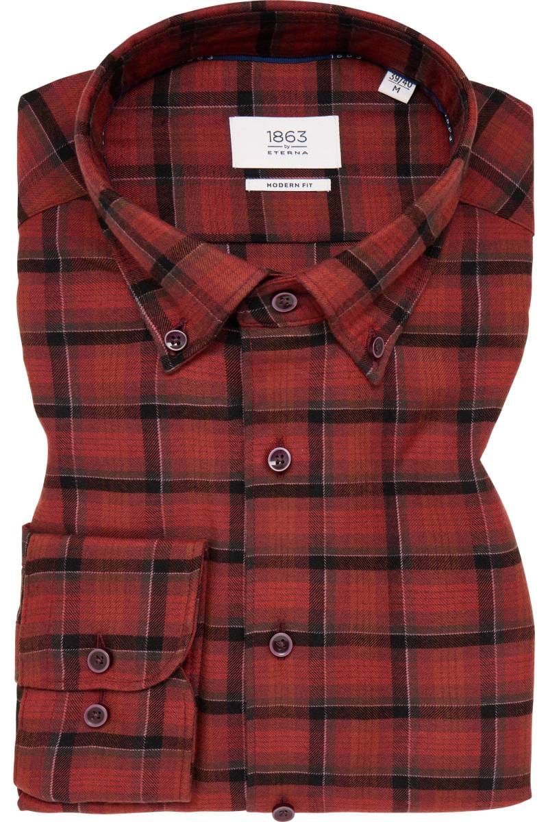 ETERNA 1863 Modern Fit Flanellhemd Campari, Kariert