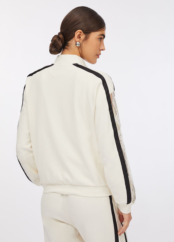 Felpa in cotone con pizzo