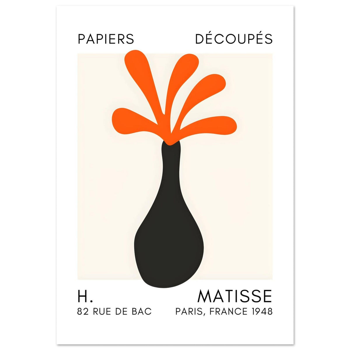 Artfulprints Poster Matisse - Ocean flower orange  - 70x100 cm - Oranje