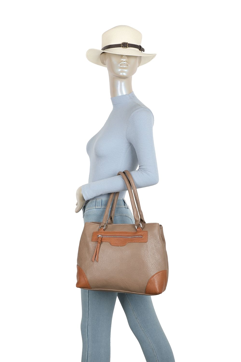 Fontanella Fashion Olivette PU Leather 2 Compartments Multi Pocket Practical Hobo Bag