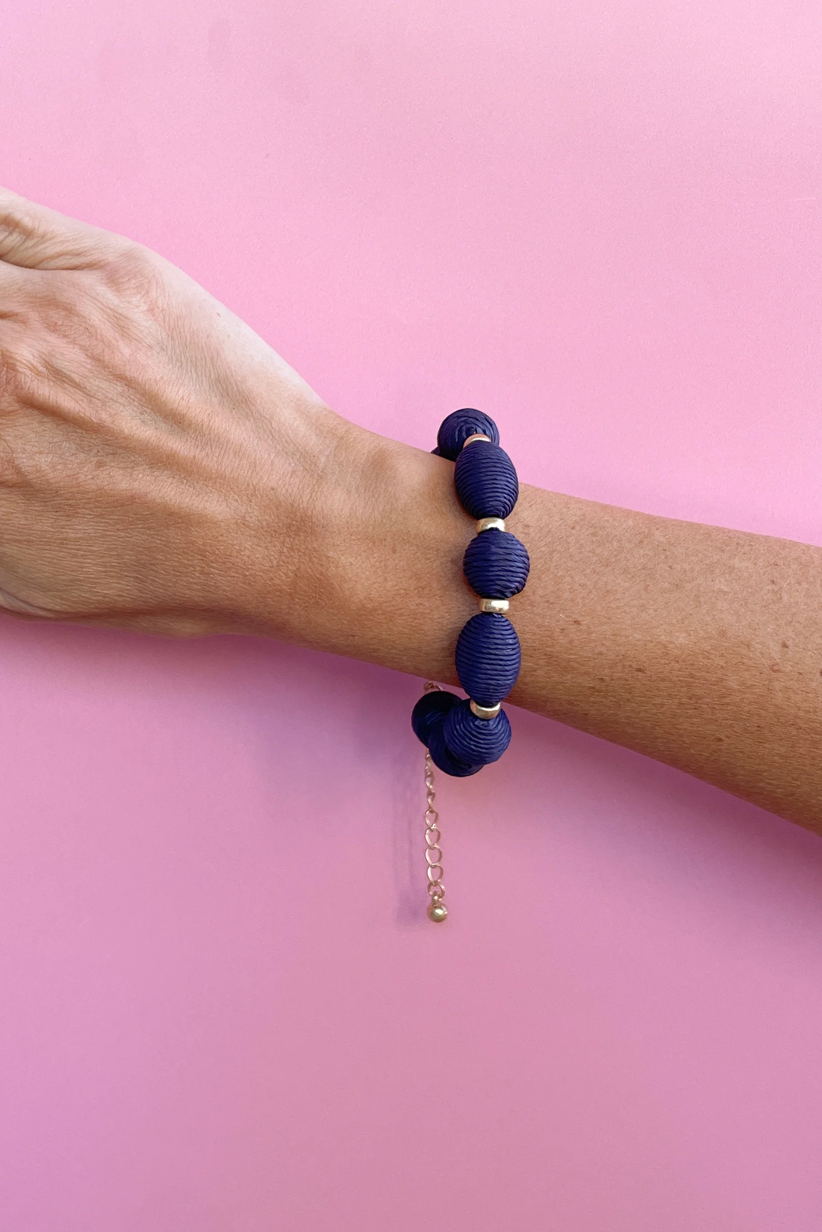 Navy & Gold Beaded Bracelet