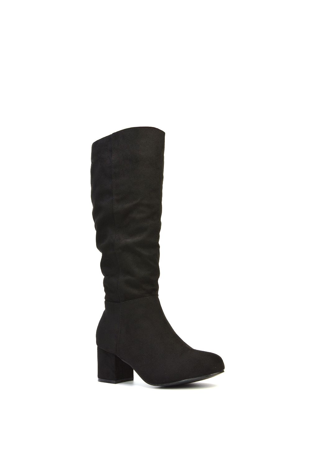 XY London Jackie' Ruched Mid Block High Heel Knee High Boots