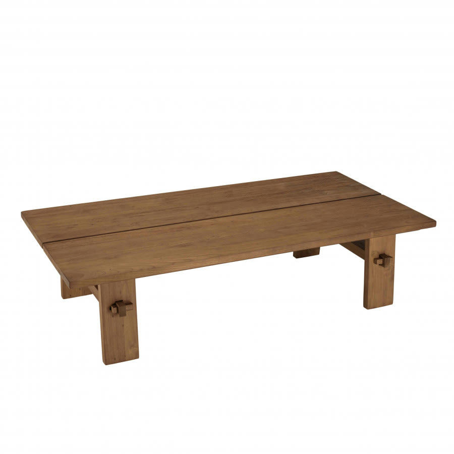 ALIDA - Table basse rectangulaire en bois de teck recyclé L140