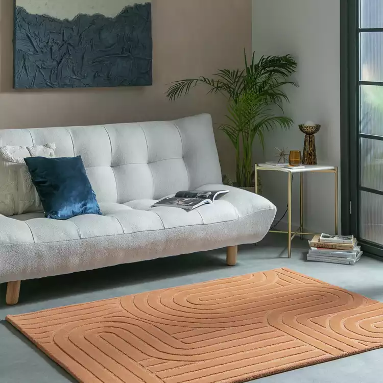 Habitat Mirage Carved Ginger Cut Pile Rug - 120x170cm