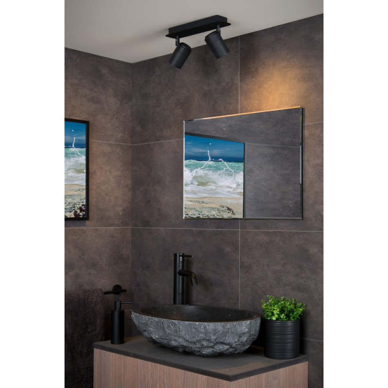 Spot LED pour salle de bain Lennert noir dimmable GU10 2 x 5 W LUCIDE