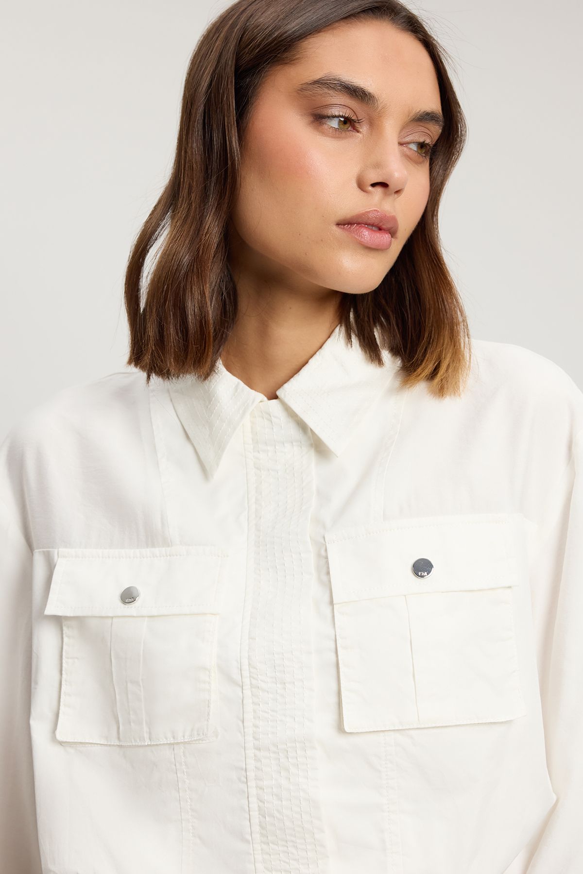 KarenMillen Utility Organdie Cropped Pocket Detail Bomber Jacket