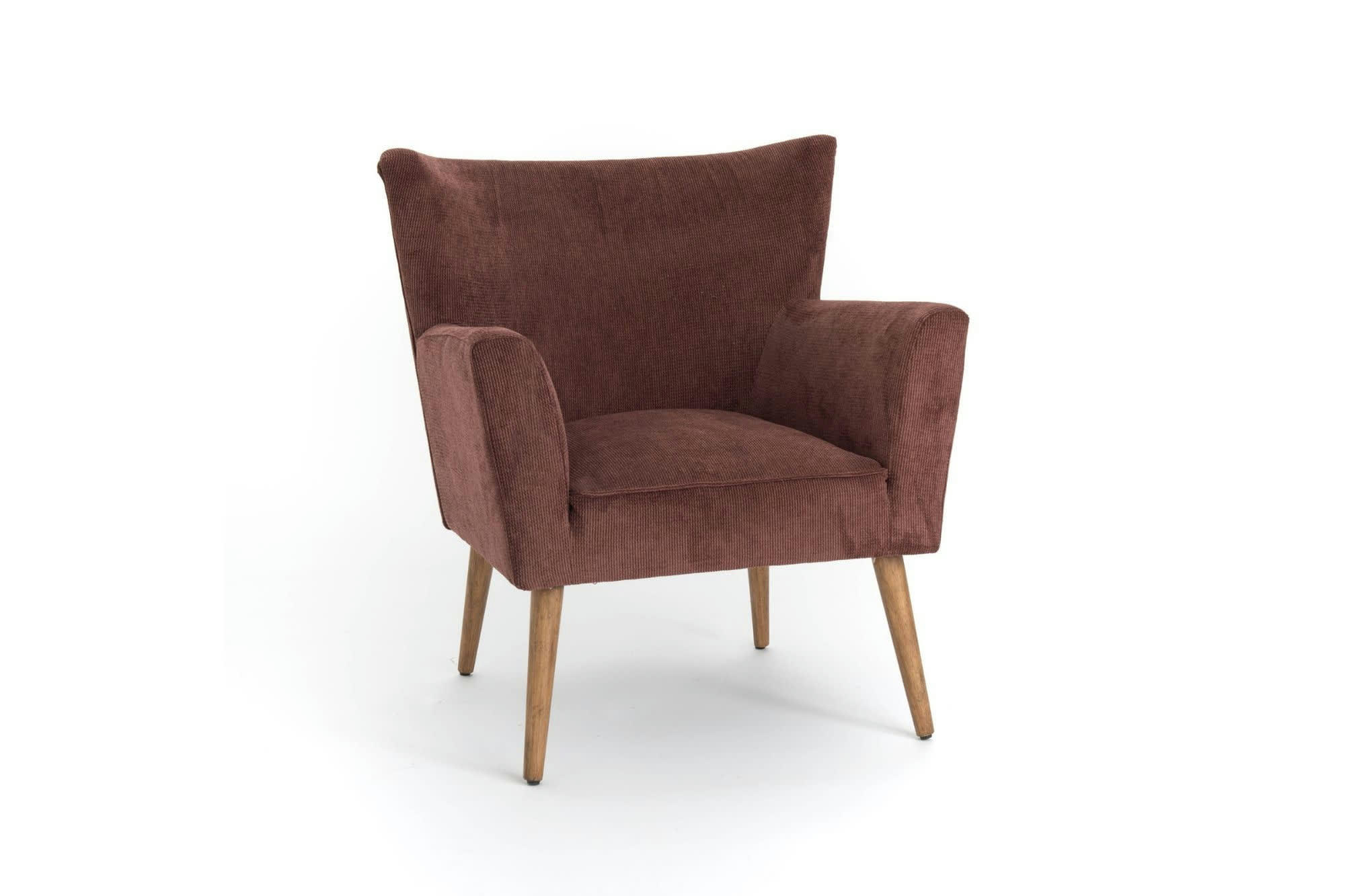 HERON - Fauteuil à accoudoirs en velours côtelé