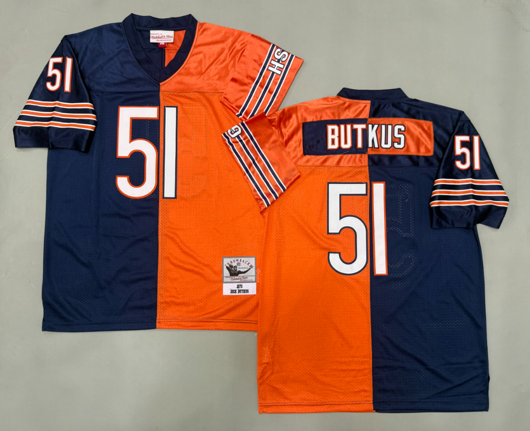 Dick Butkus Chicago Bears Authentic Split Throwback Retired Player Jersey