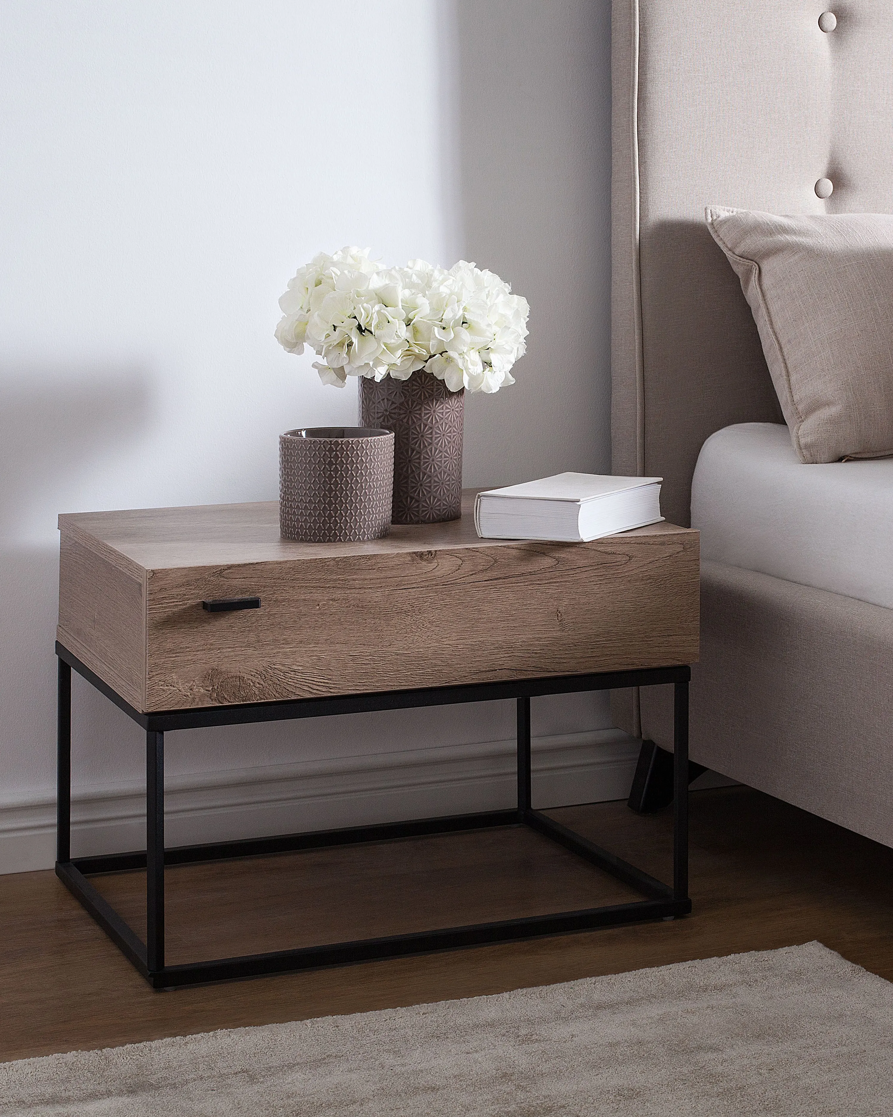 1 Drawer Bedside Table CAIRO Taupe