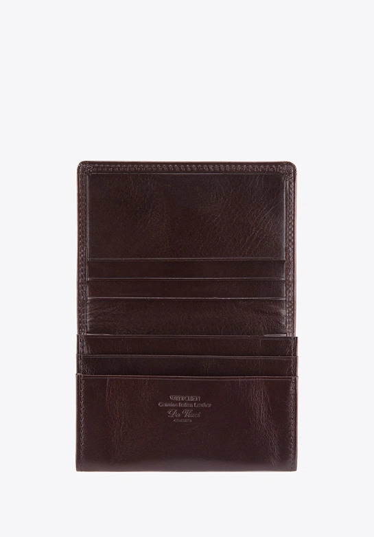 Etui na wizytówki skórzane z monogramem brązowe