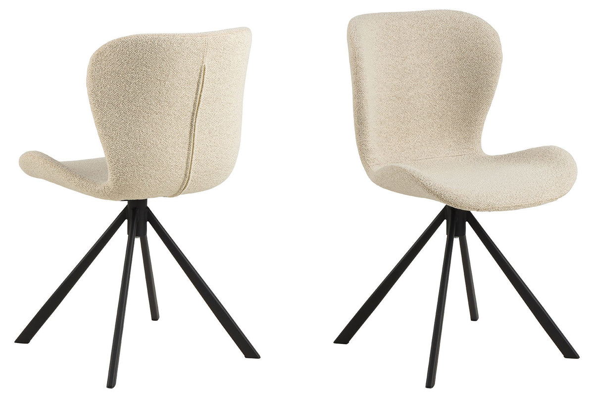 Rebellenclub Eetkamerstoel Pescara - Set van 2 - Beige Bouclé met Mat Zwart Frame