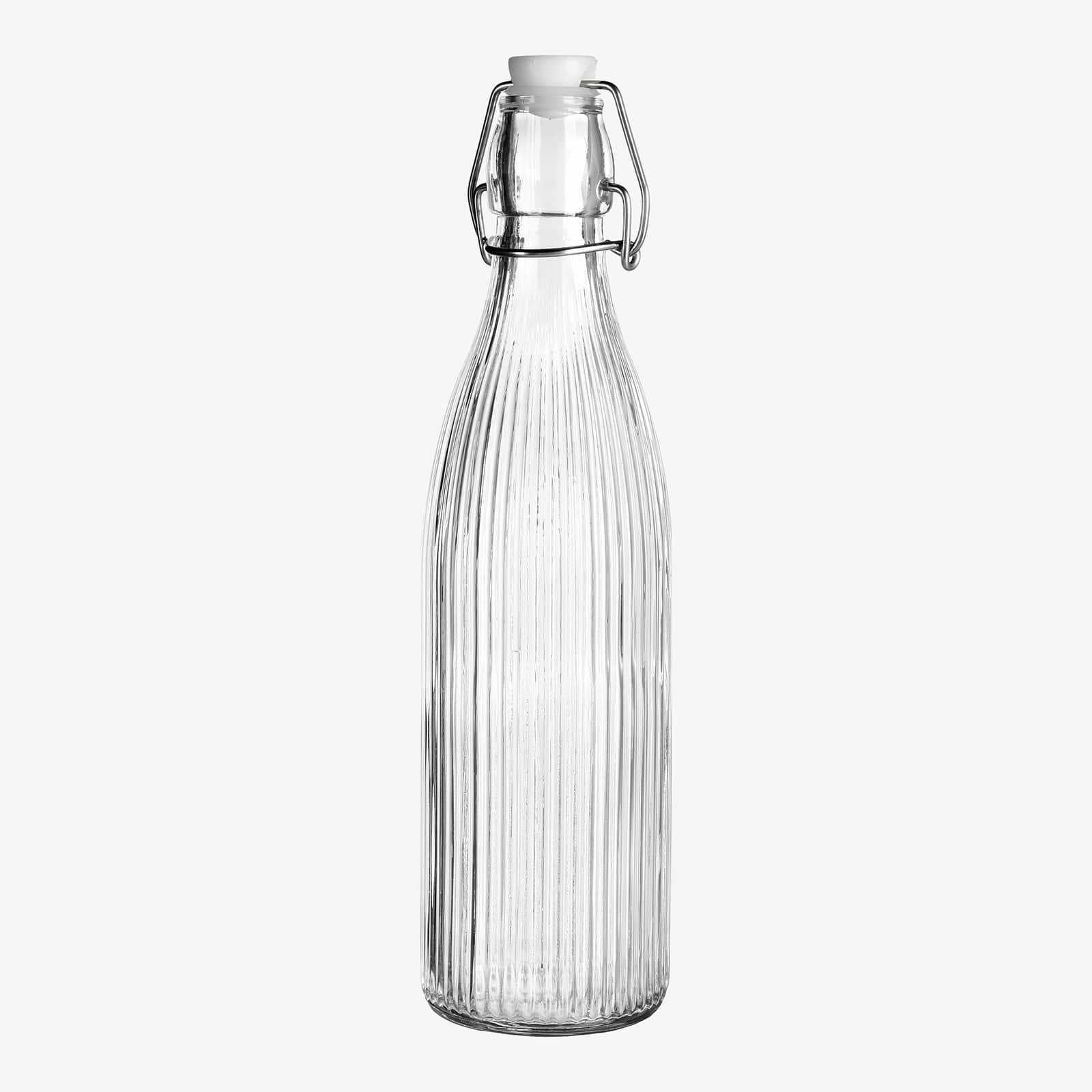 Bügelverschlussflasche Riffel Klar, ⌀ 7 cm, H 270 mm