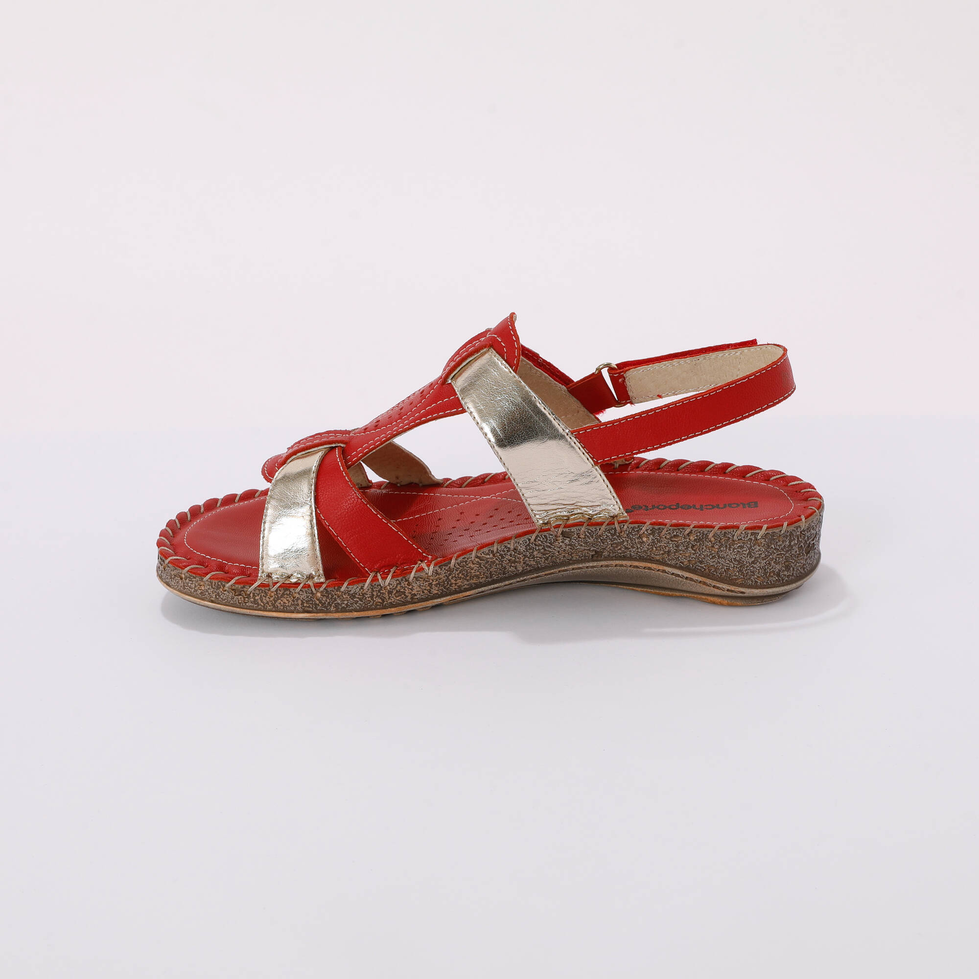 Sandales cuir bicolore extra souple