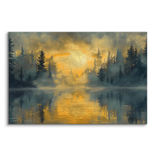 Obraz Abstrakcyjny Zachód Słońca Nad Jeziorem 30x20cm
