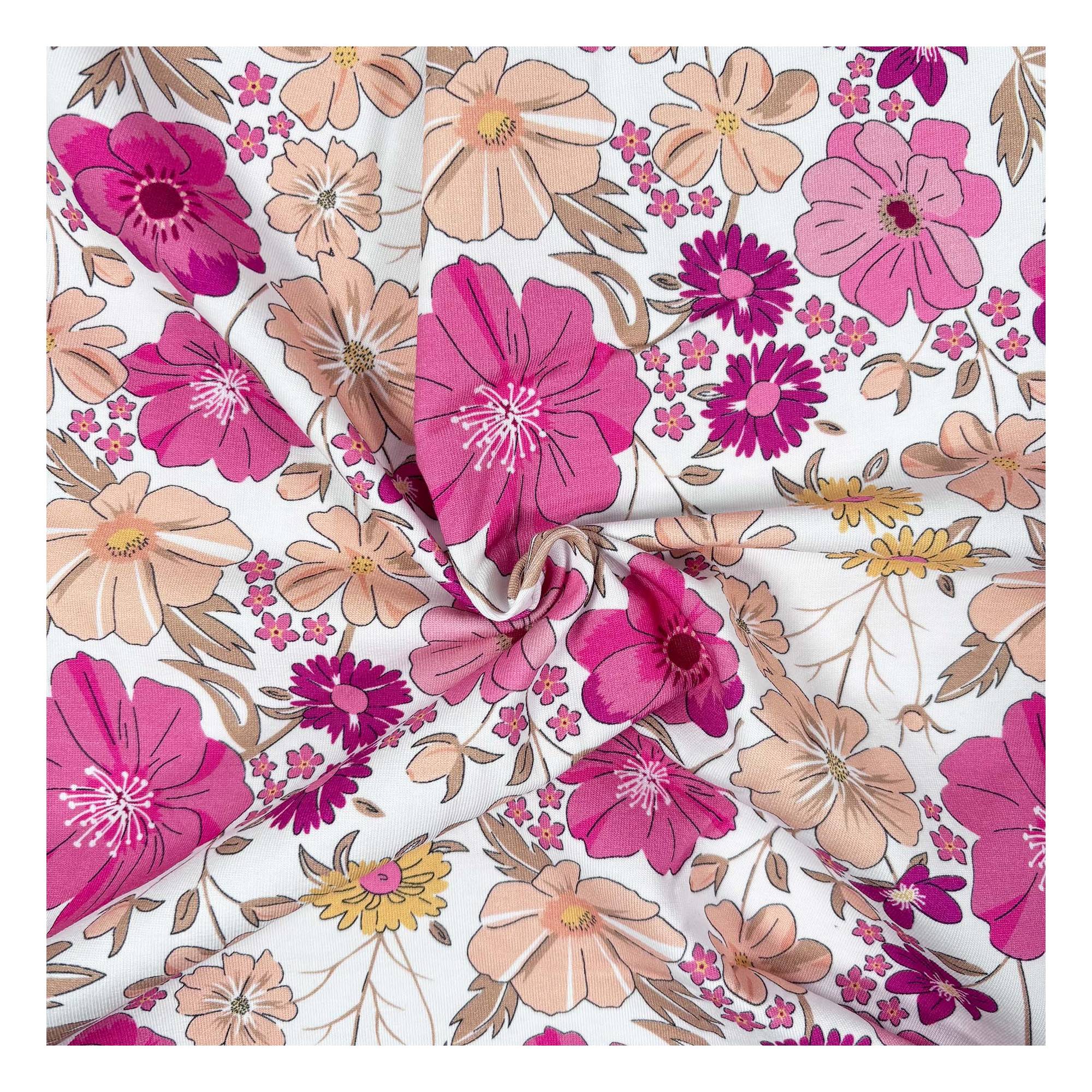 Floral Delight Cotton Spandex Fabric by the Metre