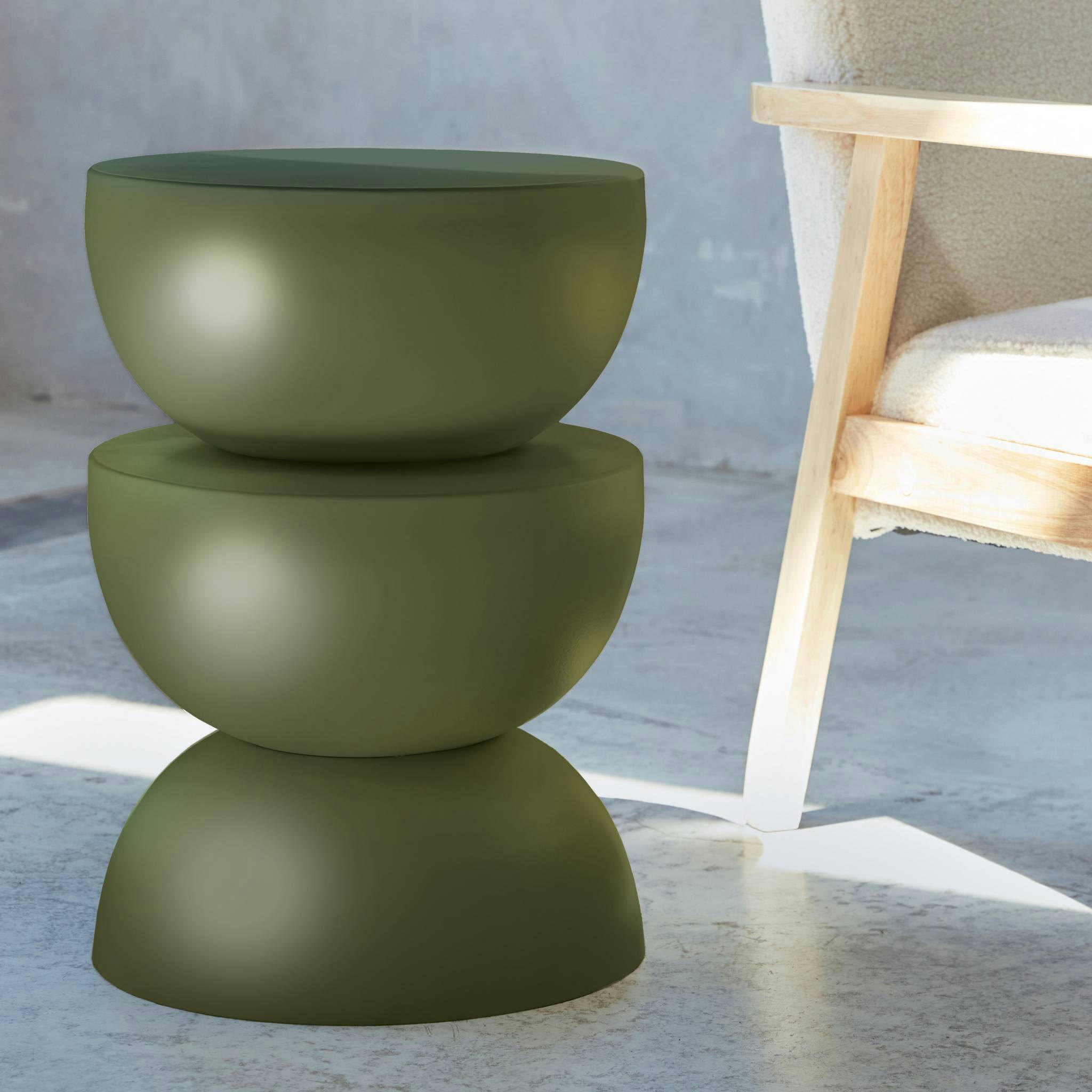 COUMBA - Table d'appoint en métal, vert kaki D32 x h 46,5cm