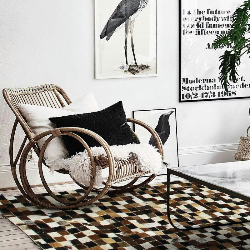 CUIR - Tapis en cuirs recyclés motif mosaïque marron multi 160x230