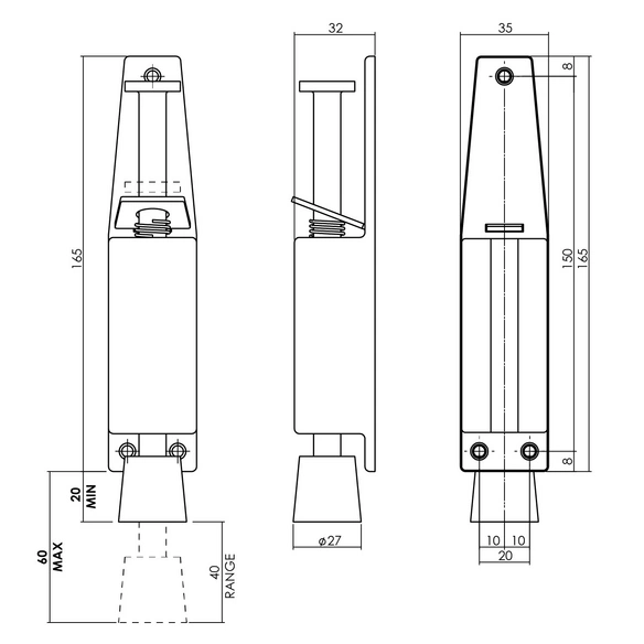 Türfeststeller, 180 mm