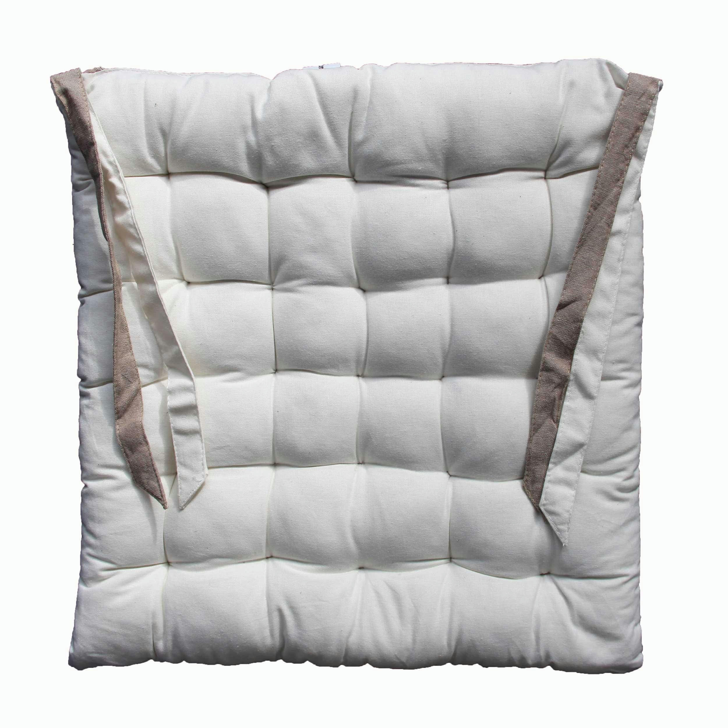 VALAYANS - Galette de chaise carré en coton blanc 40x40