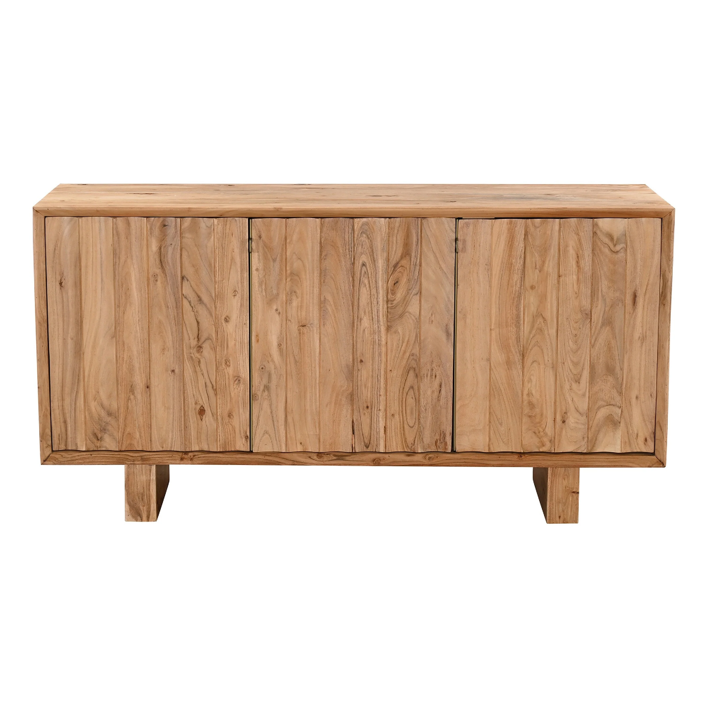 Joy Sideboard Buffet Cabinet, Sled Legs, 60 Inch Natural Brown Acacia