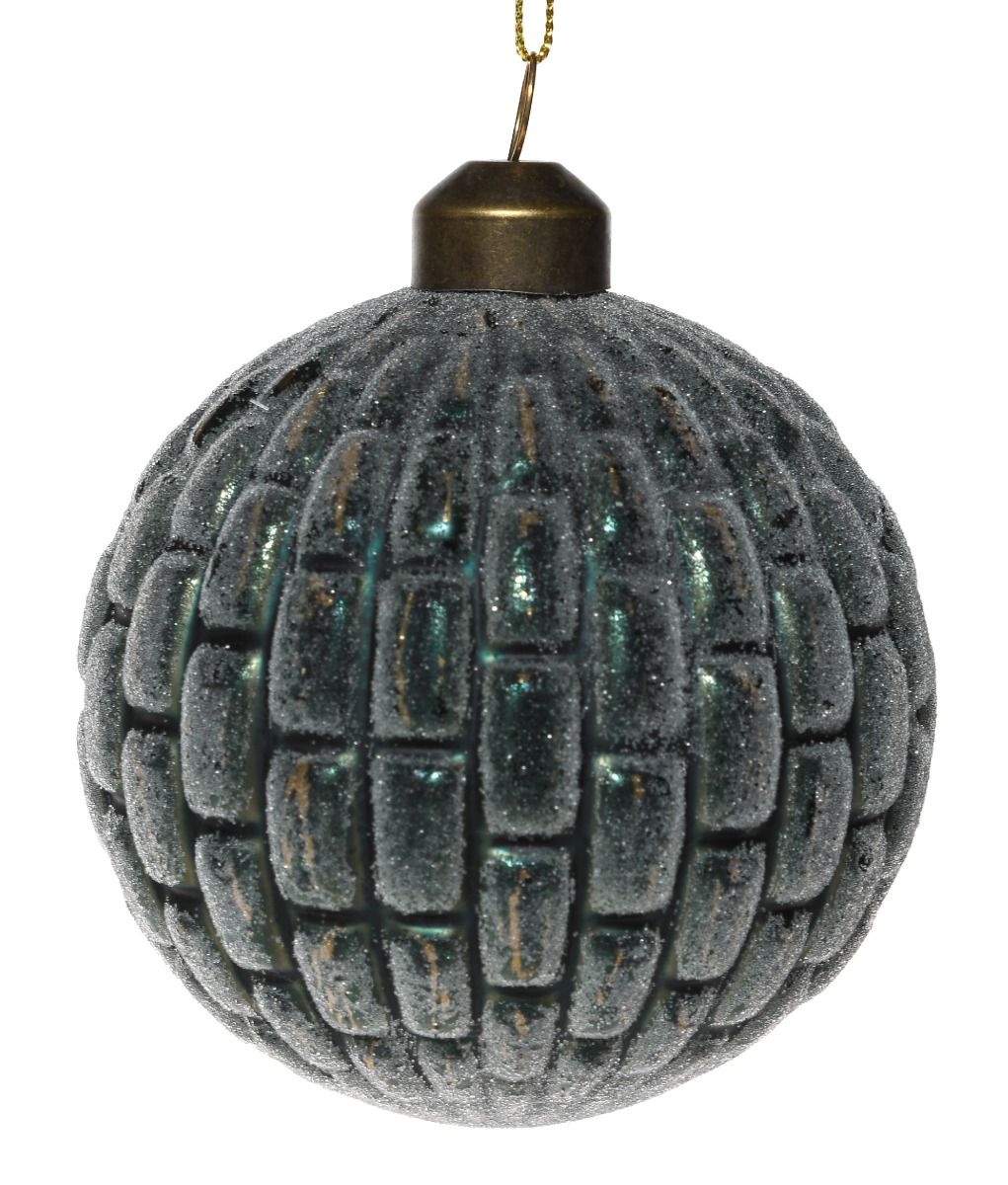 Bombka 8 cm Mat Tłoczona Niebieska