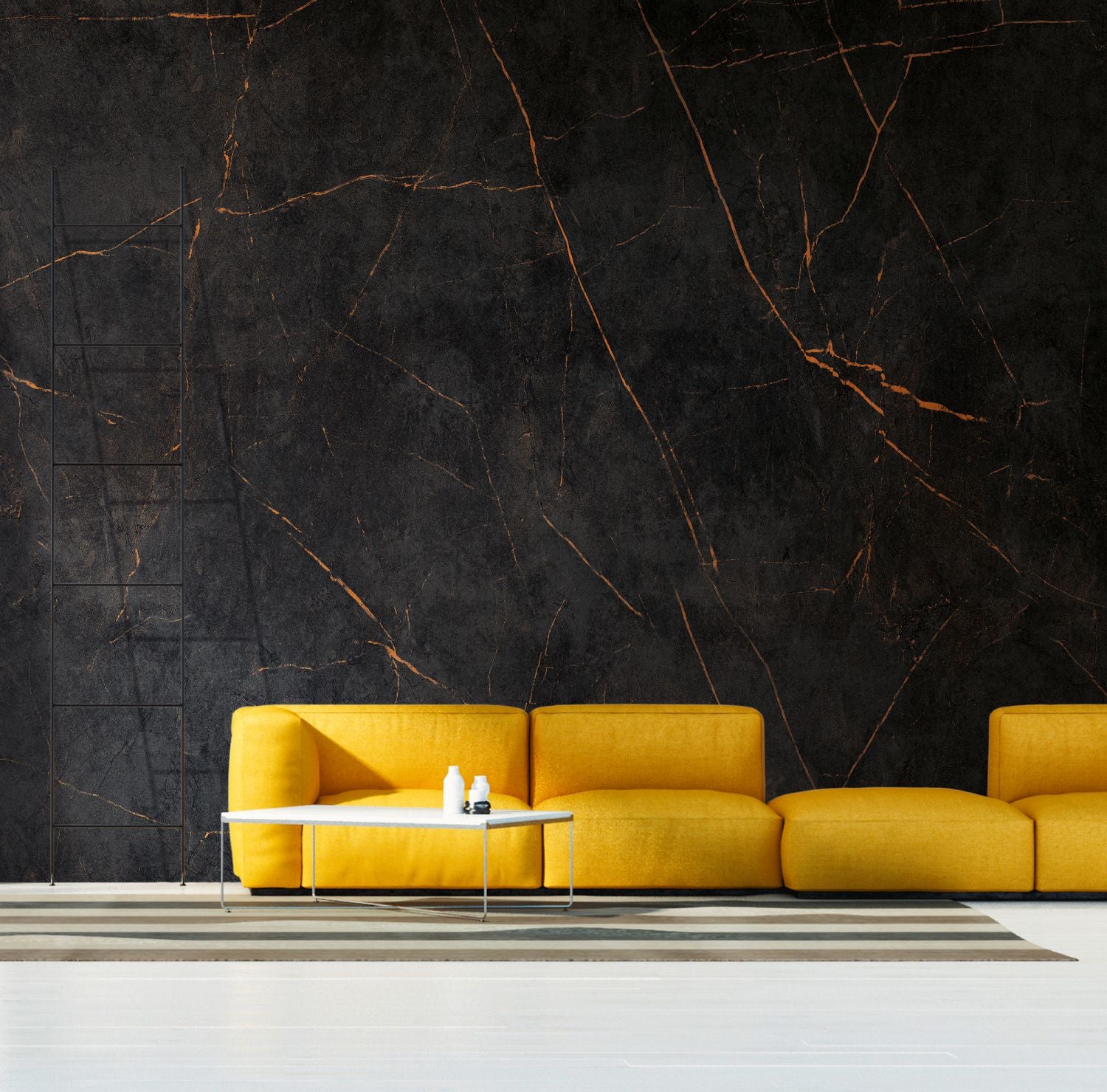 One Wall one Role fotobehang marmer zwart en oranje - 371 x 280 cm - AS-382251